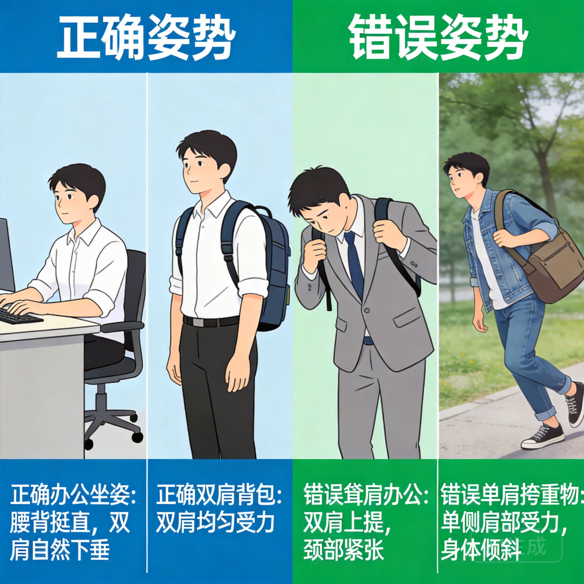 日常护肩对比图